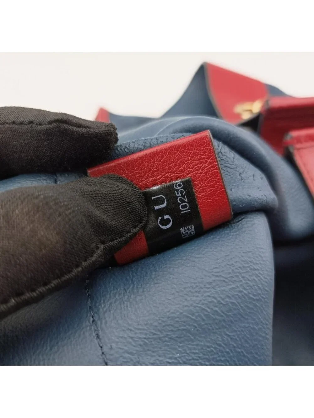 Gucci Rajah Navy Red Suede Leather Shoulder Bag